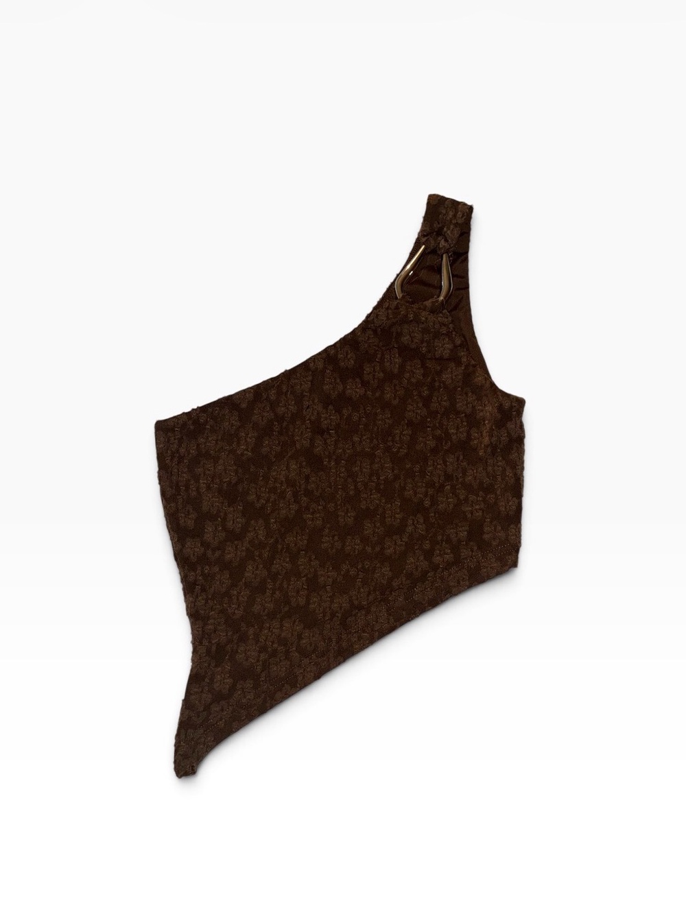 Princess Polly Dark Brown One-Shoulder Asymmetric Top
